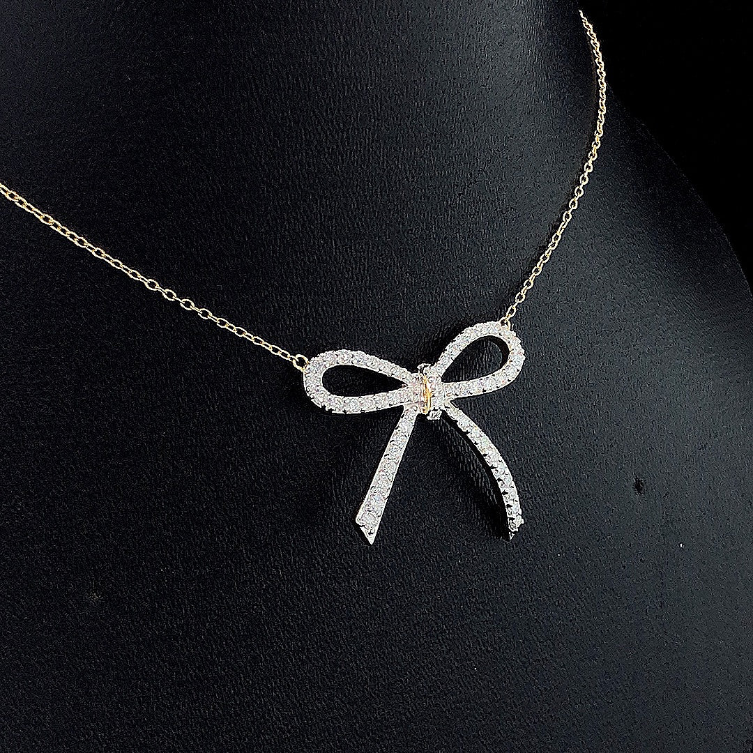 Diamond Bow Pendant - Gold-Plated (Vermeil) Lab-Grown Diamonds | VP250226