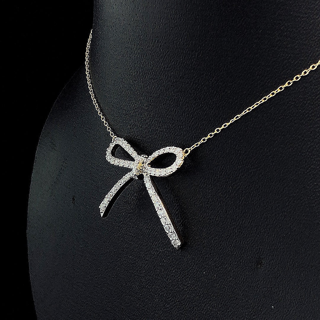 Diamond Bow Pendant - Gold-Plated (Vermeil) Lab-Grown Diamonds | VP250226