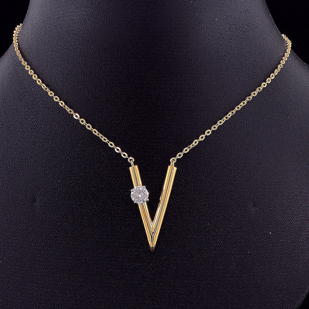Letter V Initial Pendant - Gold-Plated (Vermeil) Lab-Grown Diamonds | VP250238A
