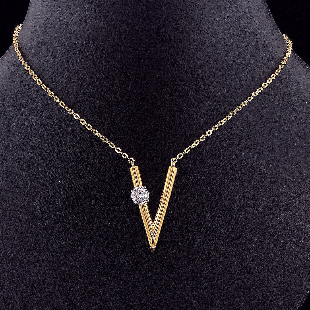 Letter V Initial Pendant - Gold-Plated (Vermeil) Lab-Grown Diamonds | VP250238A