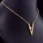Letter V Initial Pendant - Gold-Plated (Vermeil) Lab-Grown Diamonds | VP250238A
