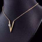 Letter V Initial Pendant - Gold-Plated (Vermeil) Lab-Grown Diamonds | VP250238A