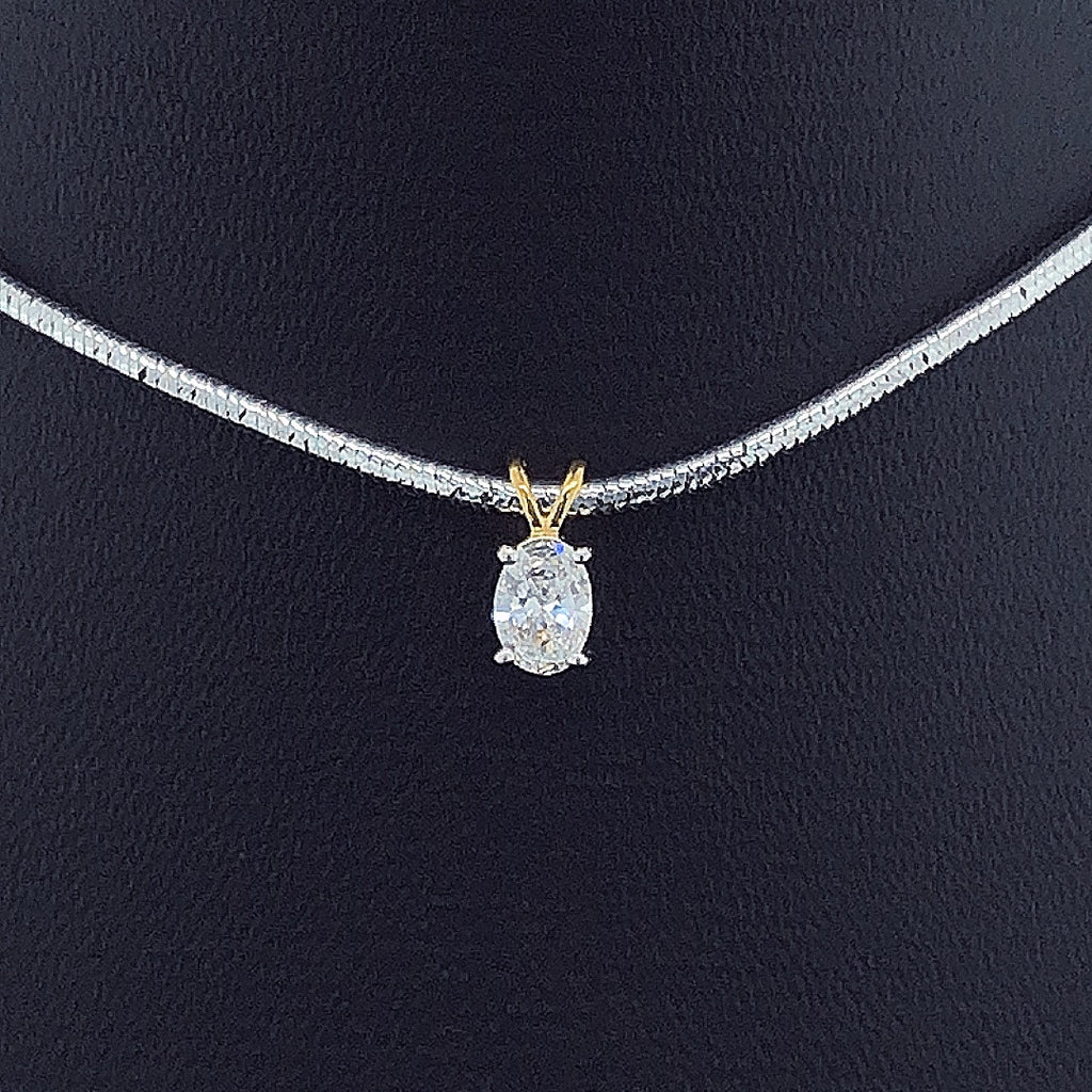 Oval Solitaire Diamond Pendant -Gold-Plated (Vermeil) Lab-Grown Diamond | VP250253