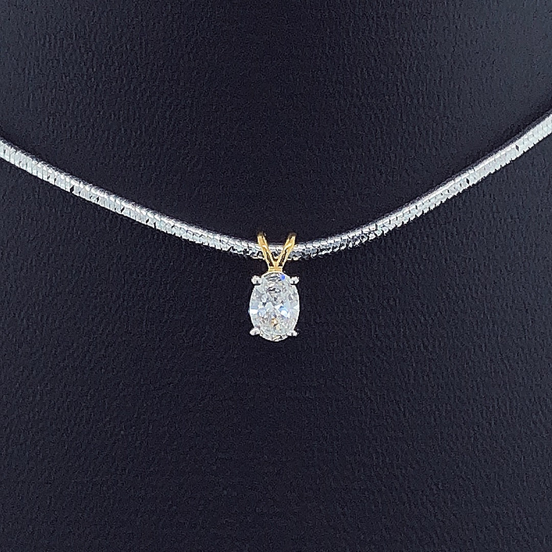 Oval Solitaire Diamond Pendant -Gold-Plated (Vermeil) Lab-Grown Diamond | VP250253