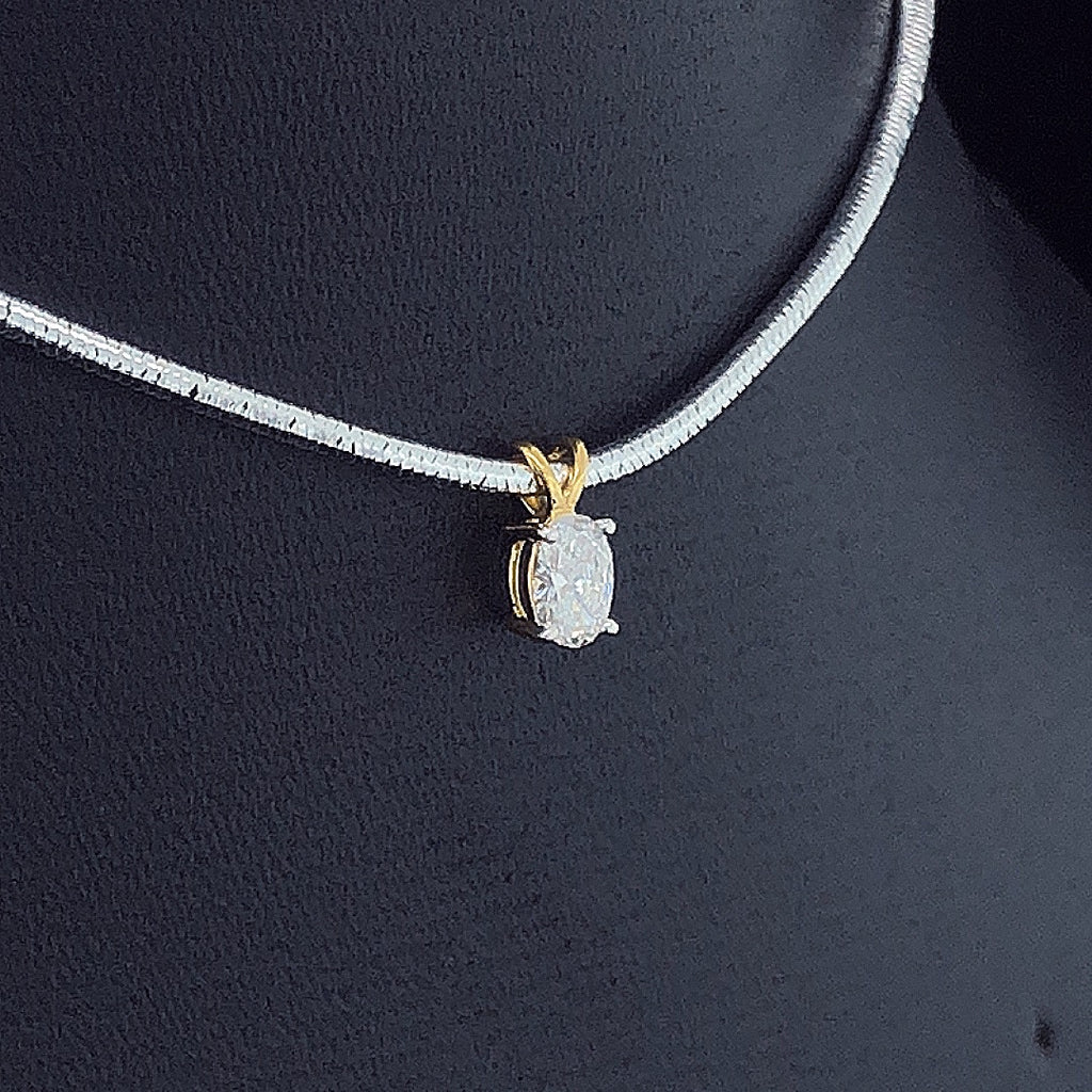 Oval Solitaire Diamond Pendant -Gold-Plated (Vermeil) Lab-Grown Diamond | VP250253