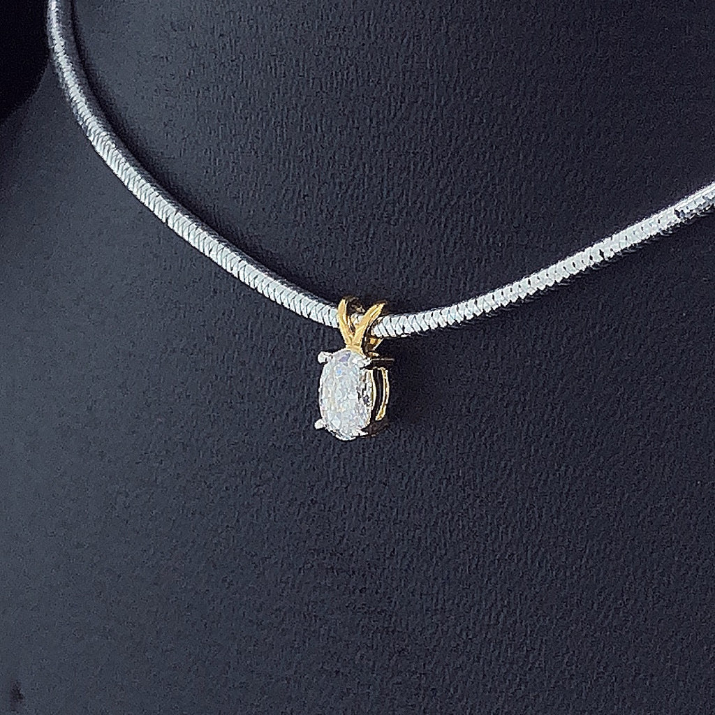 Oval Solitaire Diamond Pendant -Gold-Plated (Vermeil) Lab-Grown Diamond | VP250253