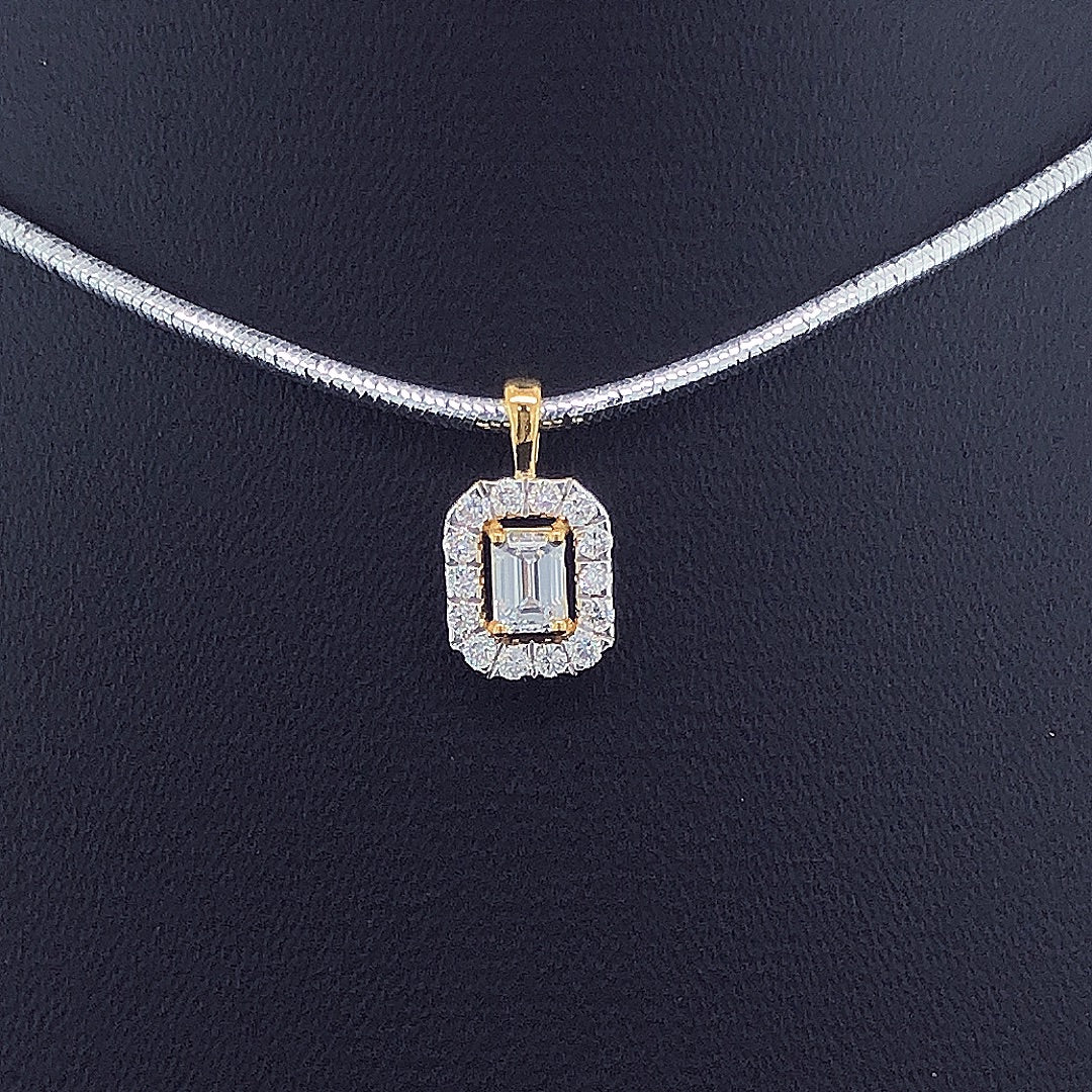 Emerald-Cut Halo Pendant - Gold-Plated (Vermeil) Lab-Grown Diamonds | VP250268