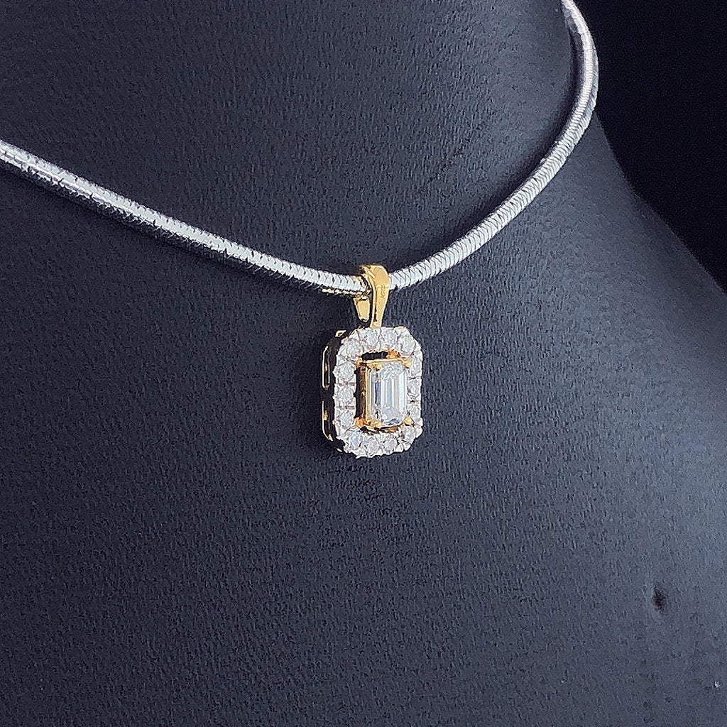 Emerald-Cut Halo Pendant - Gold-Plated (Vermeil) Lab-Grown Diamonds | VP250268