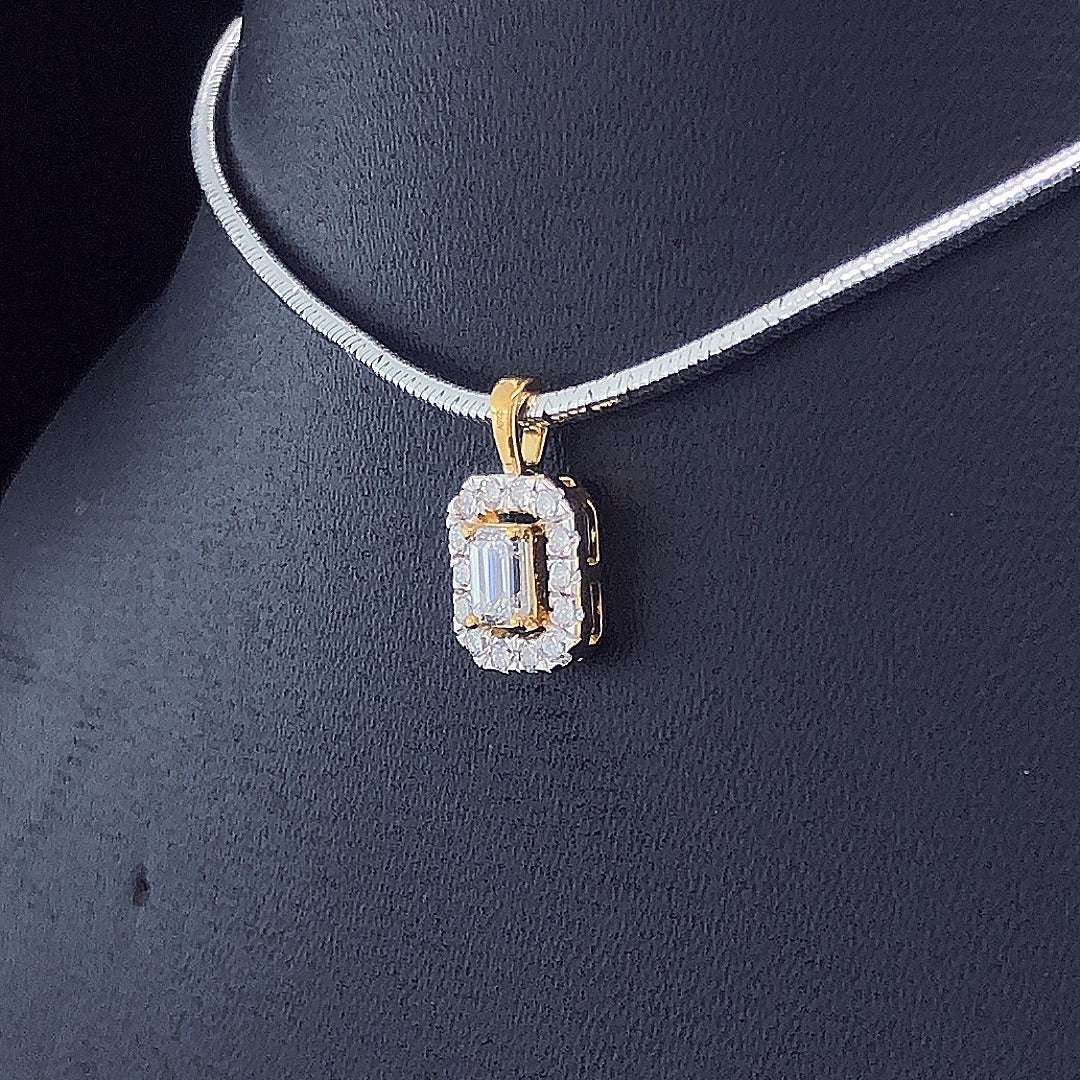 Emerald-Cut Halo Pendant - Gold-Plated (Vermeil) Lab-Grown Diamonds | VP250268