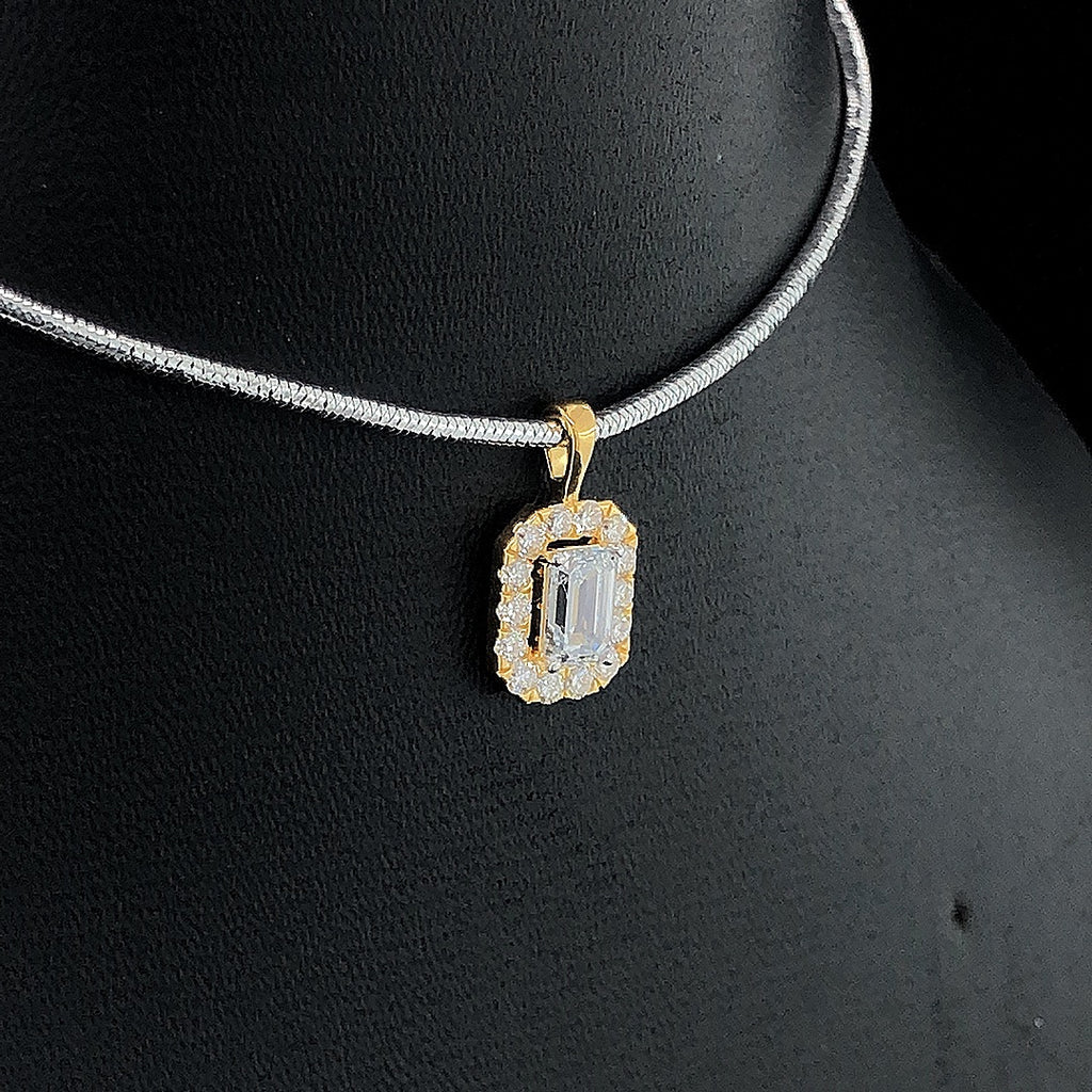 Emerald-Cut Halo Diamond Pendant - Gold-Plated (Vermeil) Lab-Grown Diamonds | VP250273