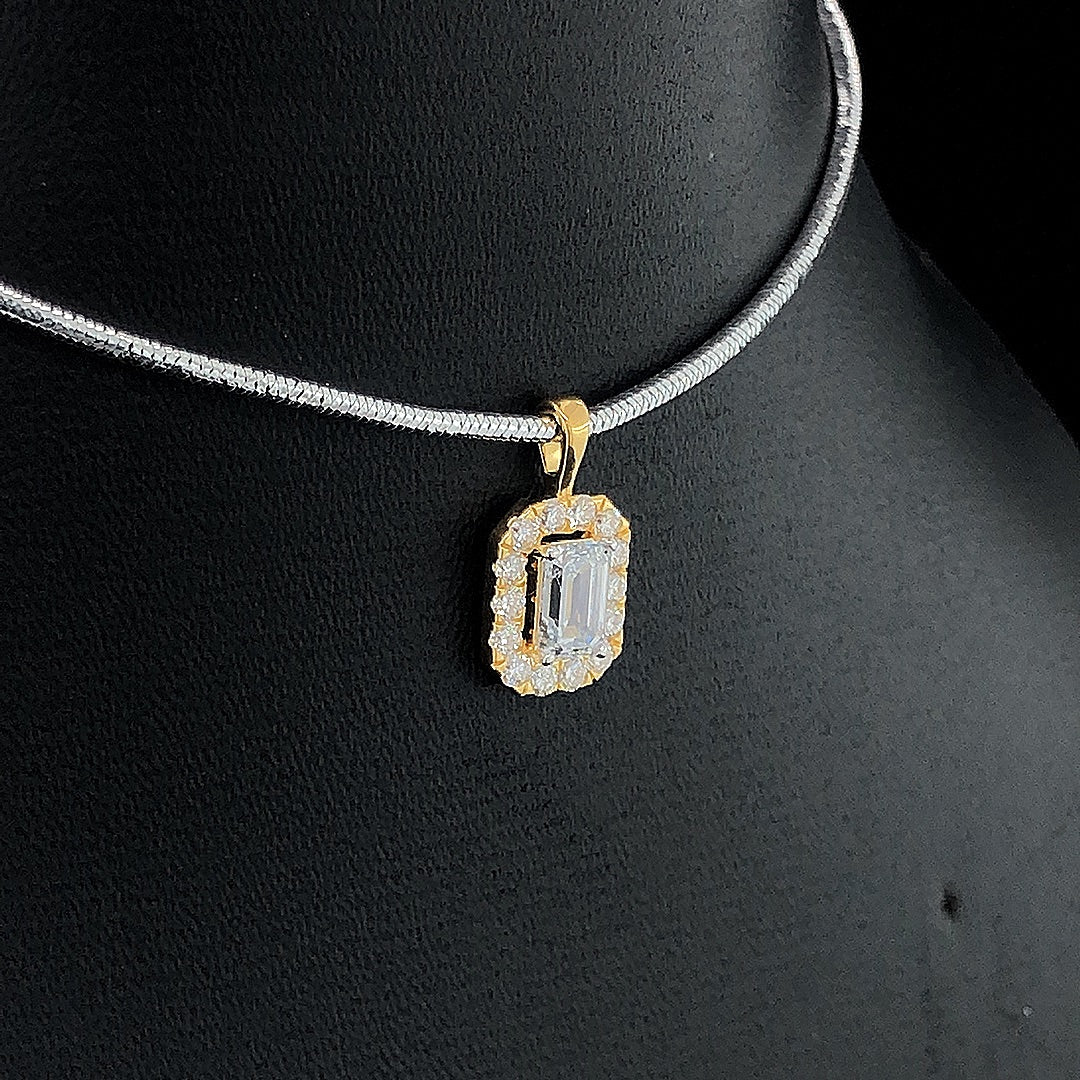 Emerald-Cut Halo Diamond Pendant - Gold-Plated (Vermeil) Lab-Grown Diamonds | VP250273