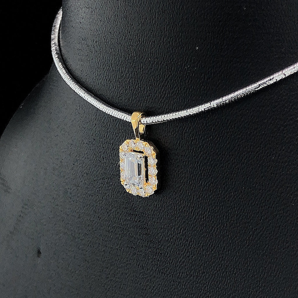 Emerald-Cut Halo Diamond Pendant - Gold-Plated (Vermeil) Lab-Grown Diamonds | VP250273