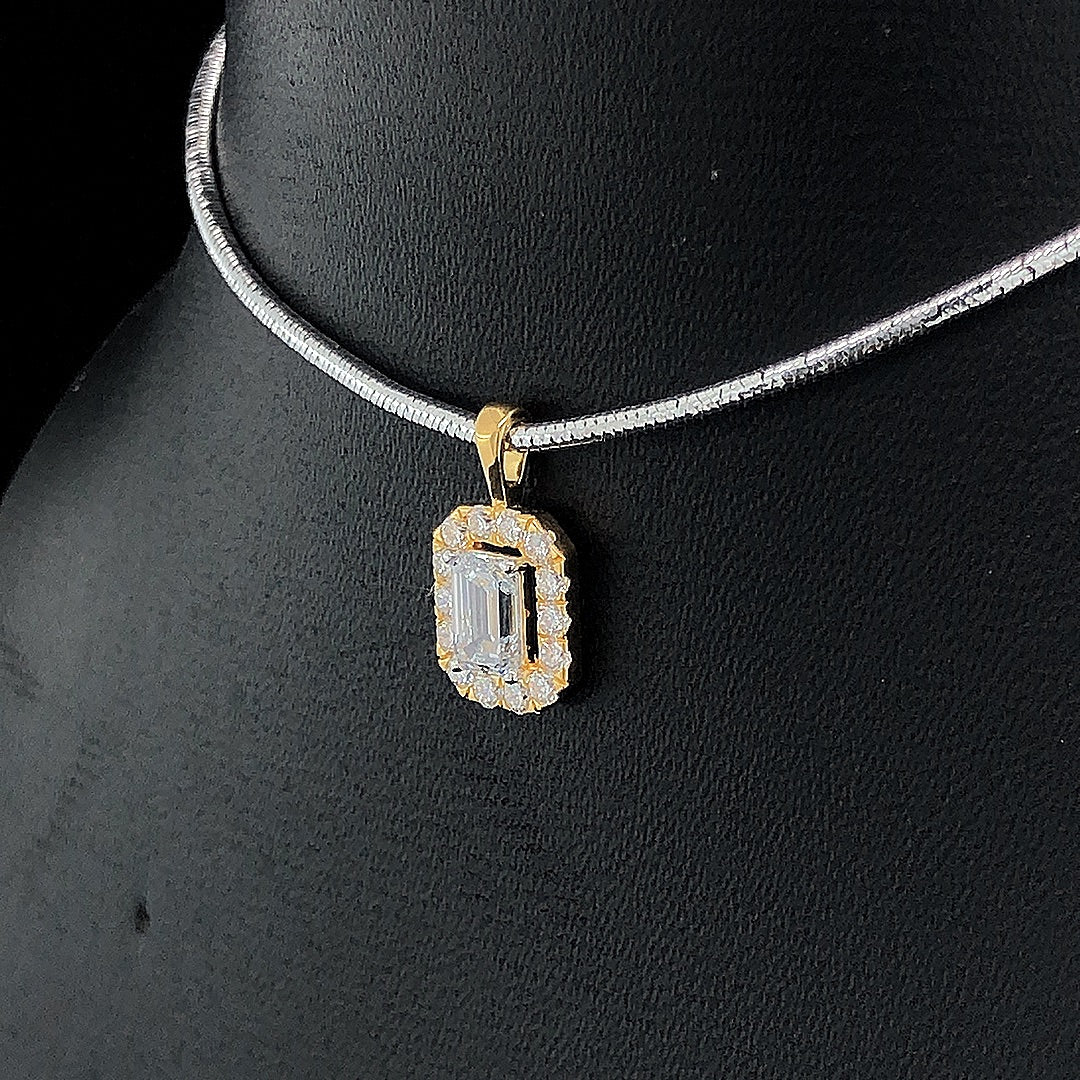 Emerald-Cut Halo Diamond Pendant - Gold-Plated (Vermeil) Lab-Grown Diamonds | VP250273