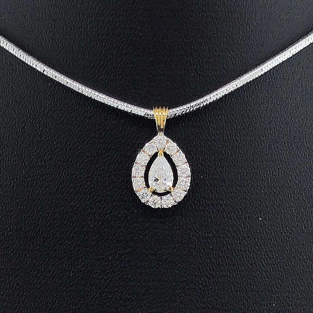 Pear-Shaped Halo Diamond Pendant - Gold-Plated (Vermeil) Lab-Grown Diamonds | VP250278