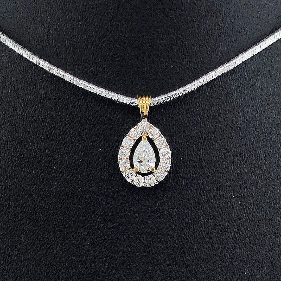 Pear-Shaped Halo Diamond Pendant - Gold-Plated (Vermeil) Lab-Grown Diamonds | VP250278