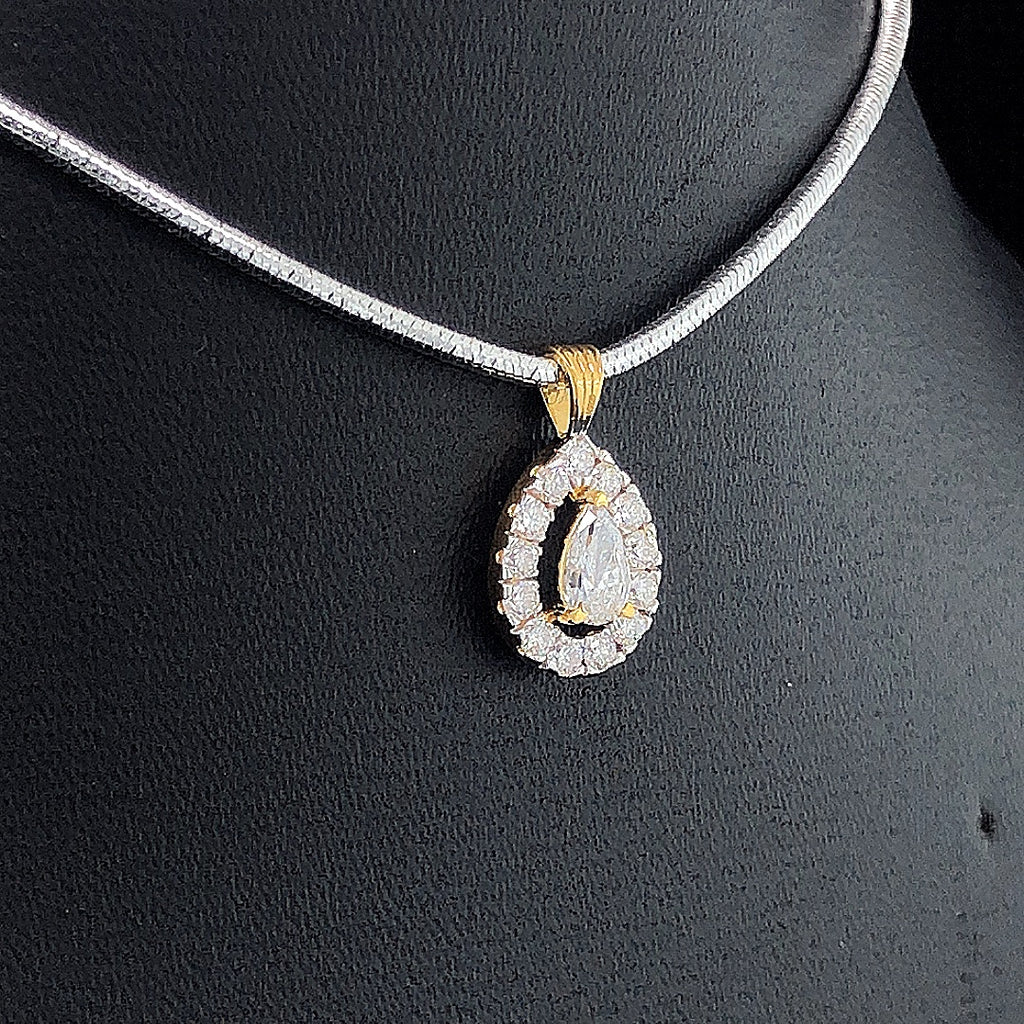 Pear-Shaped Halo Diamond Pendant - Gold-Plated (Vermeil) Lab-Grown Diamonds | VP250278