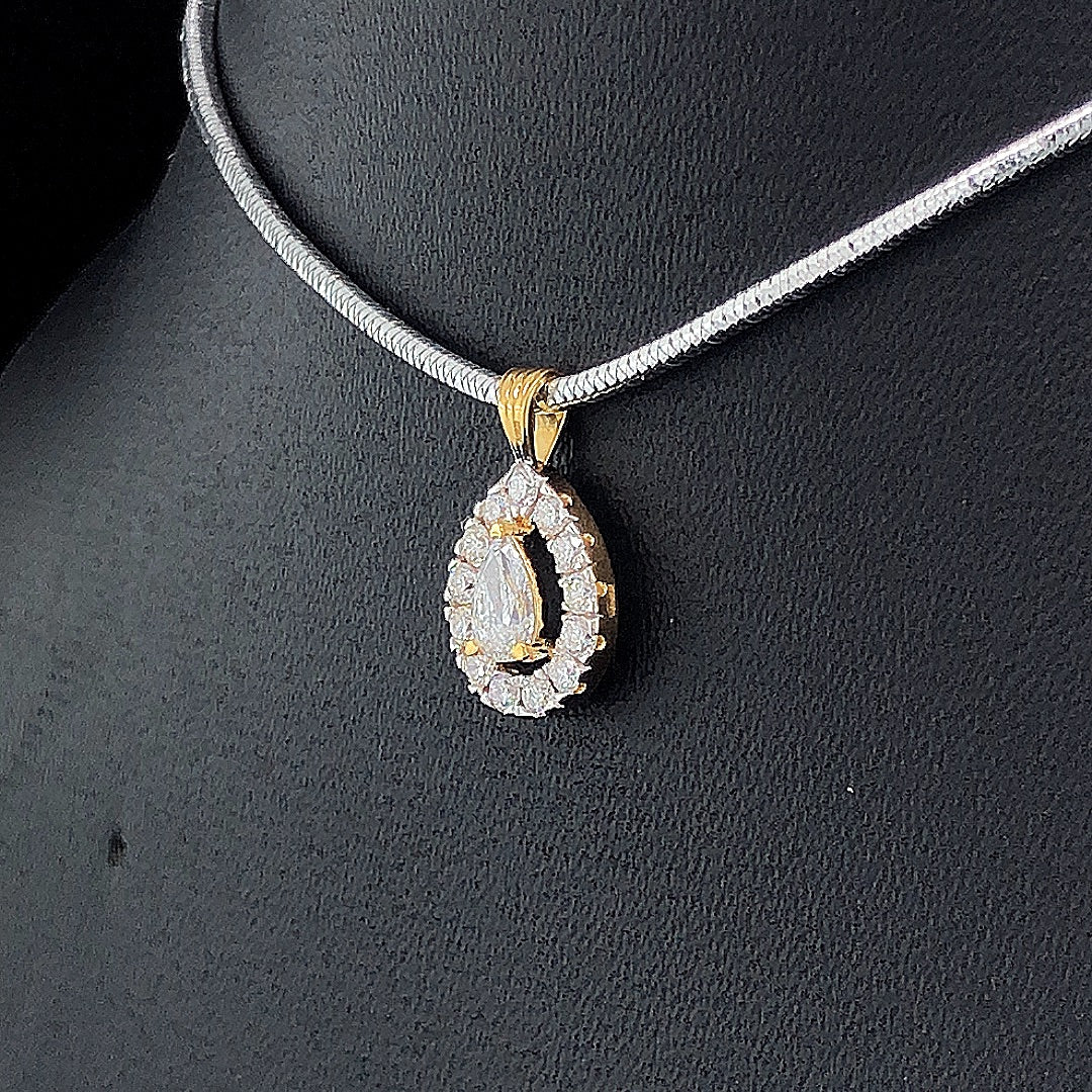 Pear-Shaped Halo Diamond Pendant - Gold-Plated (Vermeil) Lab-Grown Diamonds | VP250278