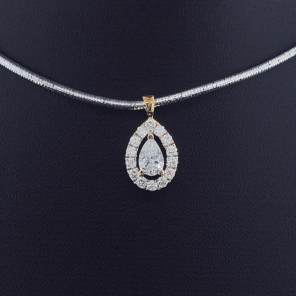 Pear-Shaped Double Halo Diamond Pendant - Gold-Plated (Vermeil) Lab-Grown Diamonds | VP250286