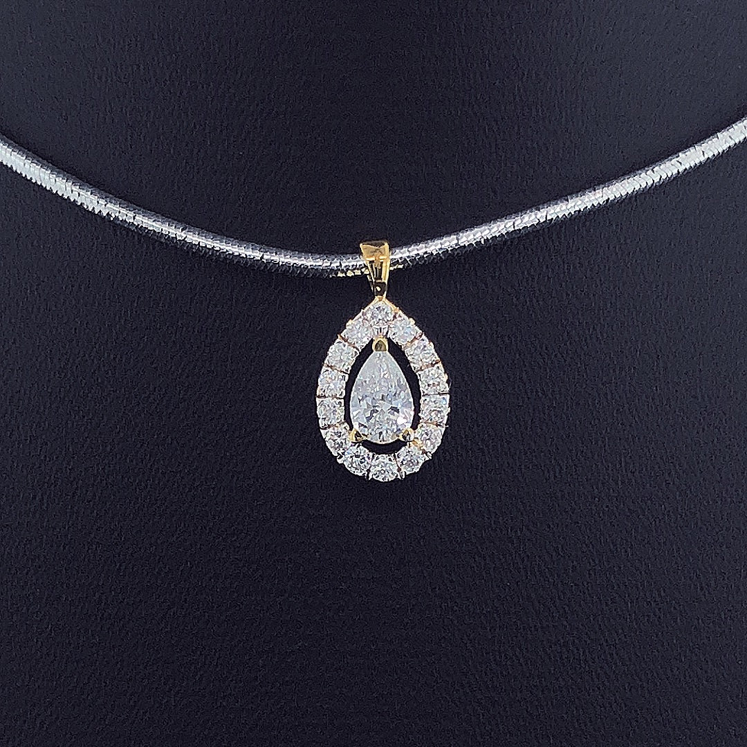Pear-Shaped Double Halo Diamond Pendant - Gold-Plated (Vermeil) Lab-Grown Diamonds | VP250286