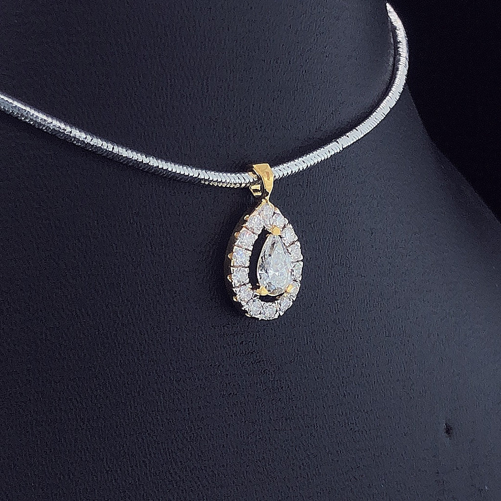 Pear-Shaped Double Halo Diamond Pendant - Gold-Plated (Vermeil) Lab-Grown Diamonds | VP250286
