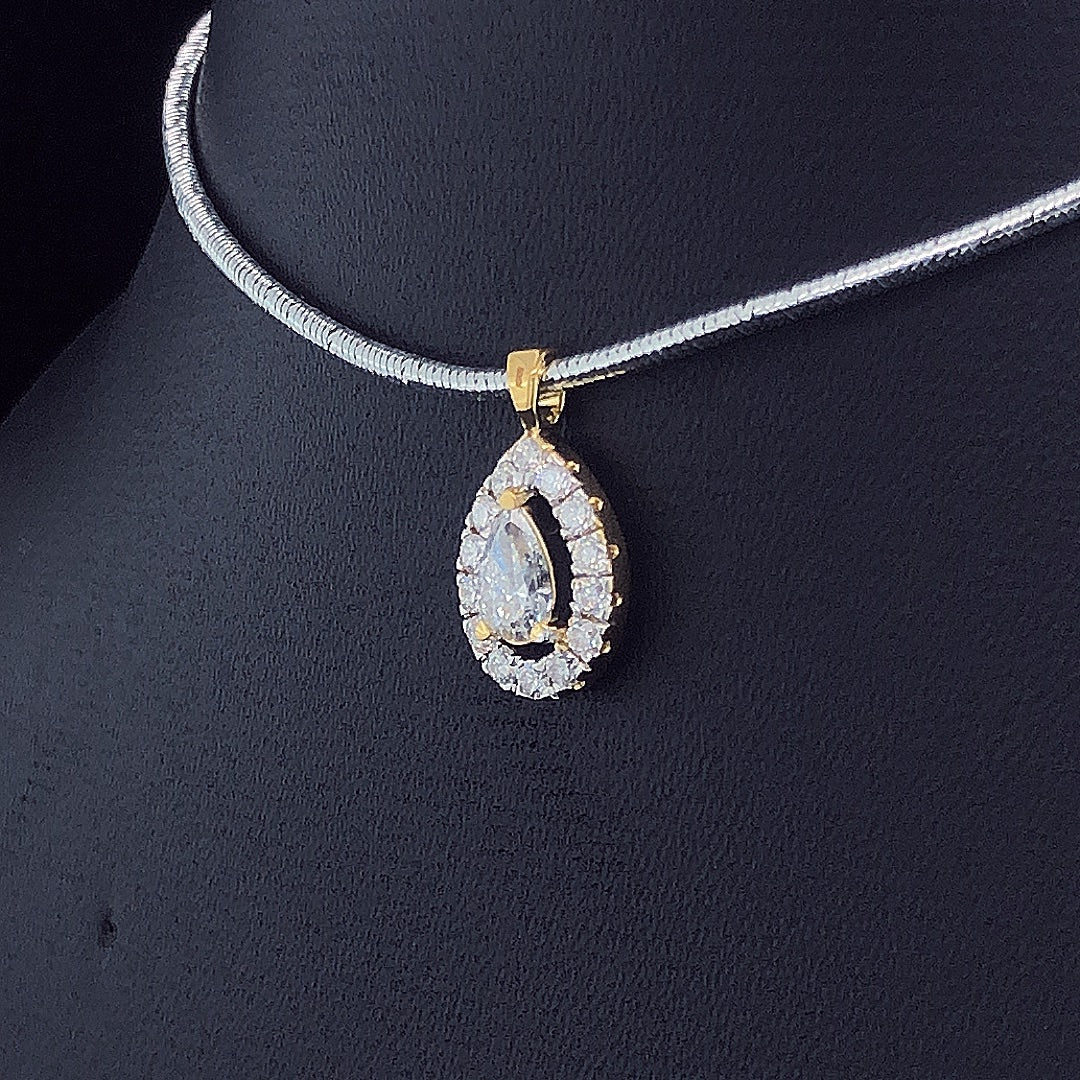 Pear-Shaped Double Halo Diamond Pendant - Gold-Plated (Vermeil) Lab-Grown Diamonds | VP250286
