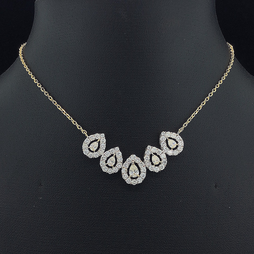 Five-Stone Pear Halo Necklace - Gold-Plated (Vermeil) Lab-Grown Diamonds | VP250320