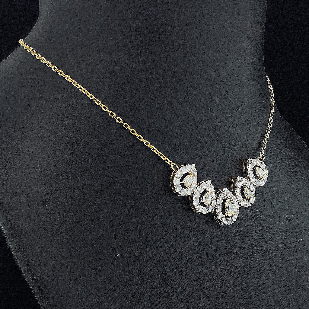 Five-Stone Pear Halo Necklace - Gold-Plated (Vermeil) Lab-Grown Diamonds | VP250320