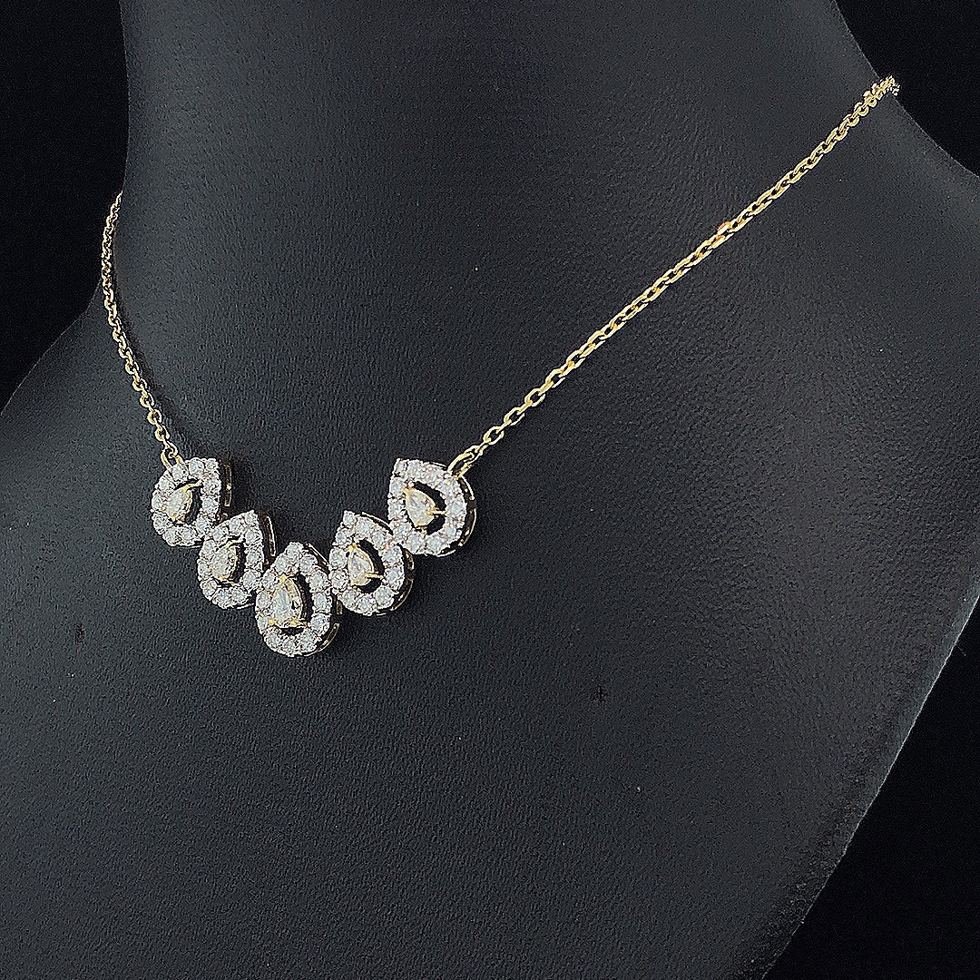 Five-Stone Pear Halo Necklace - Gold-Plated (Vermeil) Lab-Grown Diamonds | VP250320