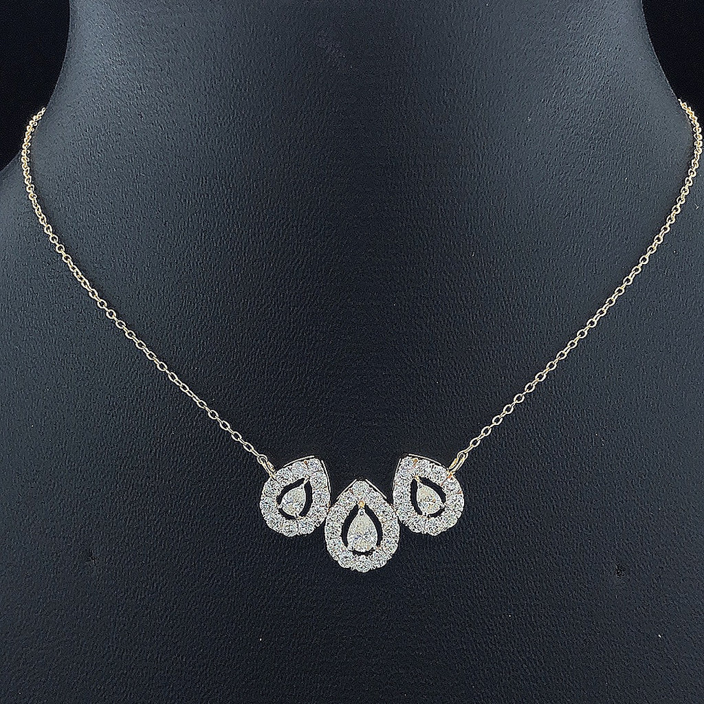 Triple Pear Halo Necklace - Gold-Plated (Vermeil) Lab-Grown Diamonds | VP250321