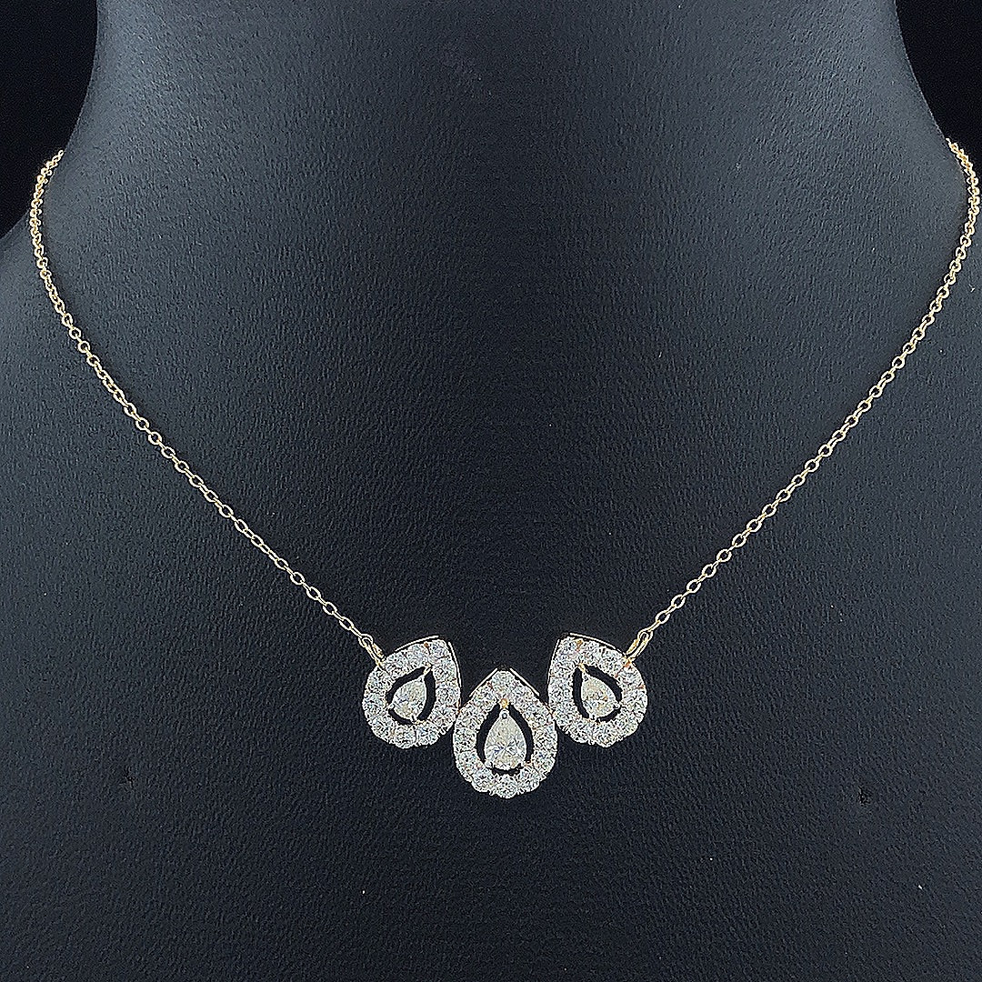 Triple Pear Halo Necklace - Gold-Plated (Vermeil) Lab-Grown Diamonds | VP250321
