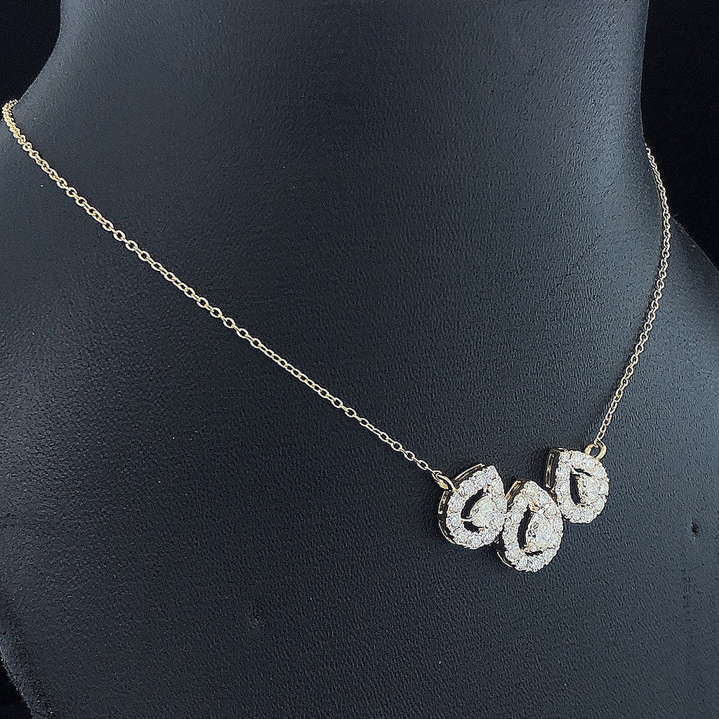 Triple Pear Halo Necklace - Gold-Plated (Vermeil) Lab-Grown Diamonds | VP250321