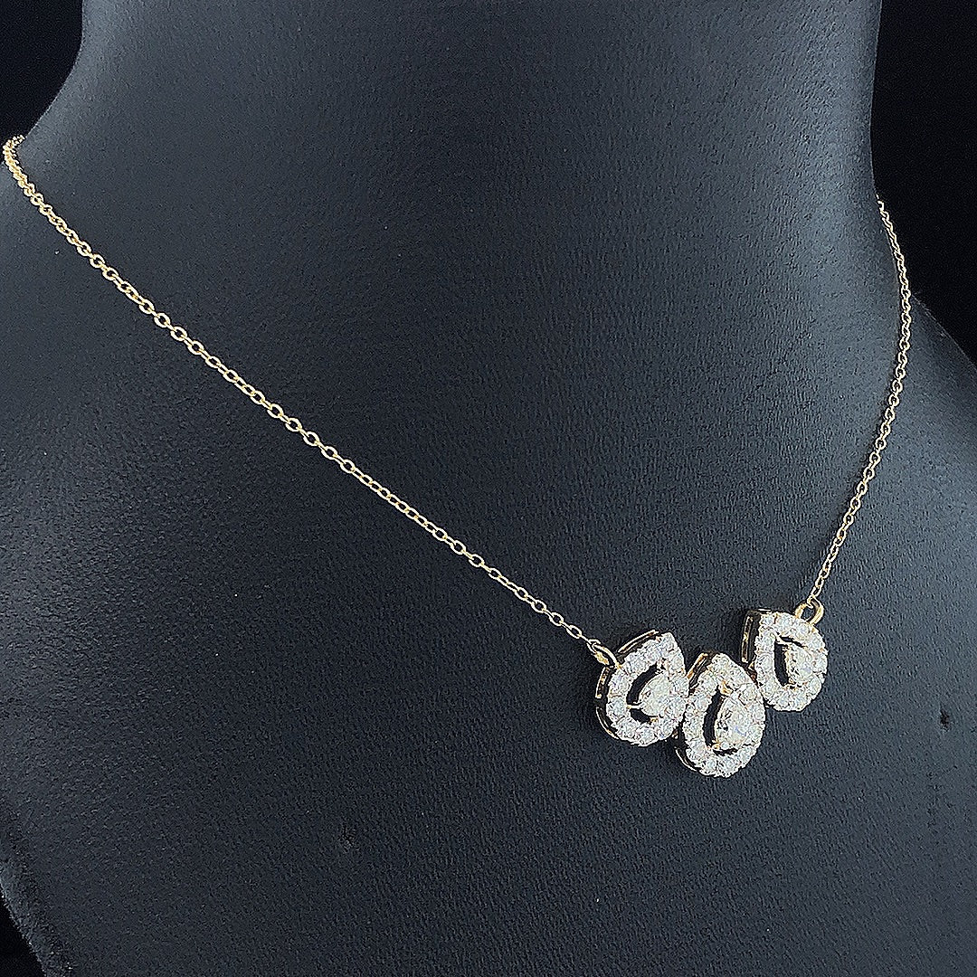 Triple Pear Halo Necklace - Gold-Plated (Vermeil) Lab-Grown Diamonds | VP250321