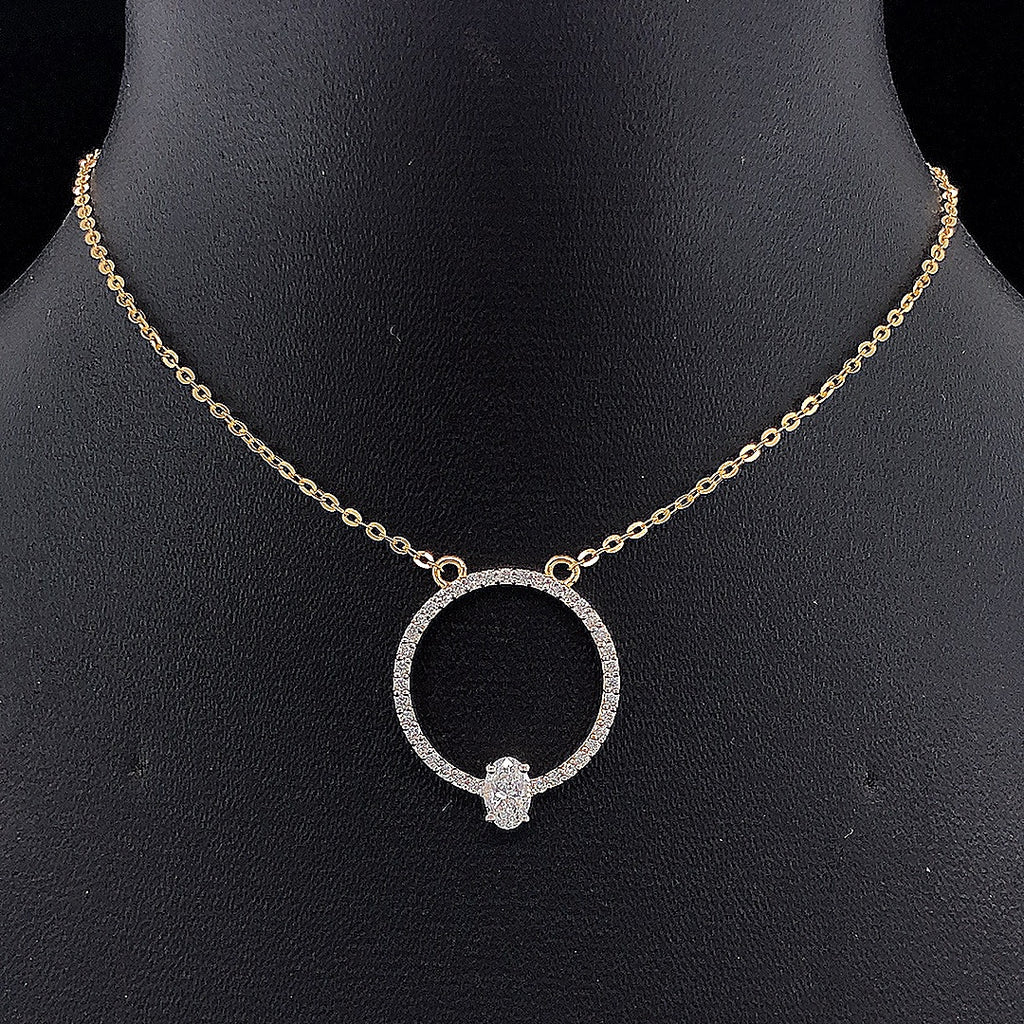 Circle Pendant with Oval Diamond - Gold-Plated (Vermeil) Lab-Grown Diamonds | VP250326