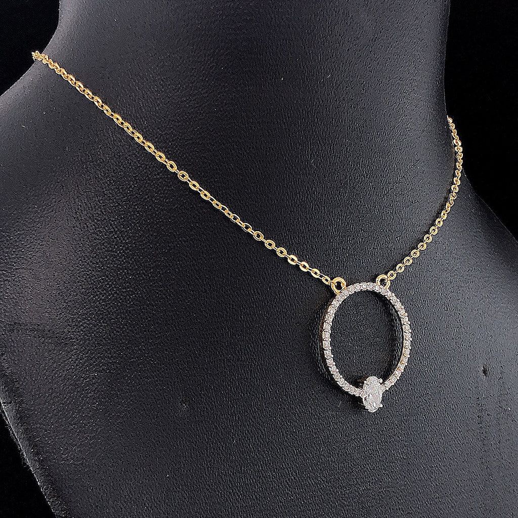 Circle Pendant with Oval Diamond - Gold-Plated (Vermeil) Lab-Grown Diamonds | VP250326