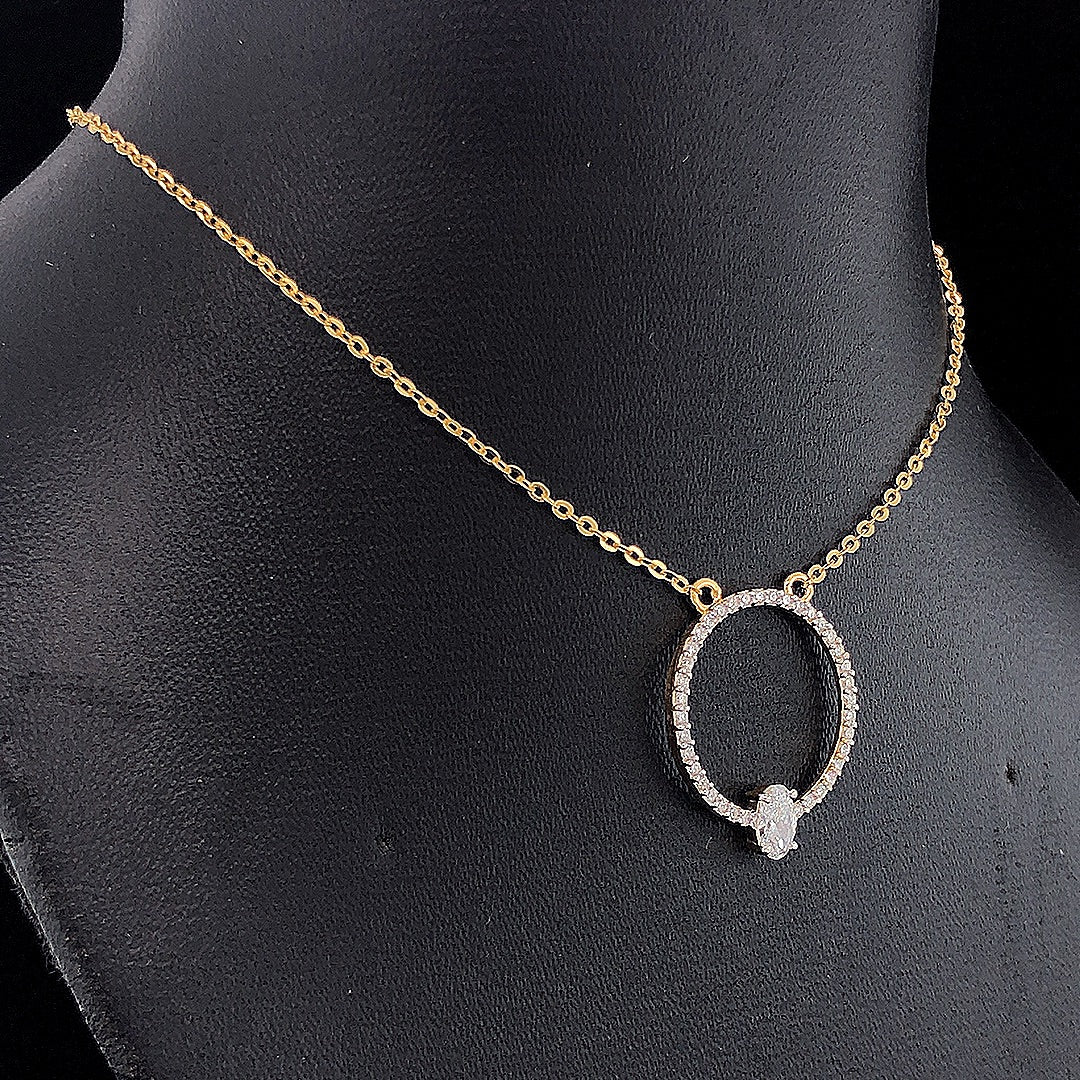 Circle Pendant with Oval Diamond - Gold-Plated (Vermeil) Lab-Grown Diamonds | VP250326