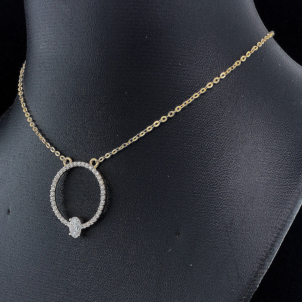 Circle Pendant with Oval Diamond - Gold-Plated (Vermeil) Lab-Grown Diamonds | VP250326