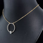 Circle Pendant with Oval Diamond - Gold-Plated (Vermeil) Lab-Grown Diamonds | VP250326