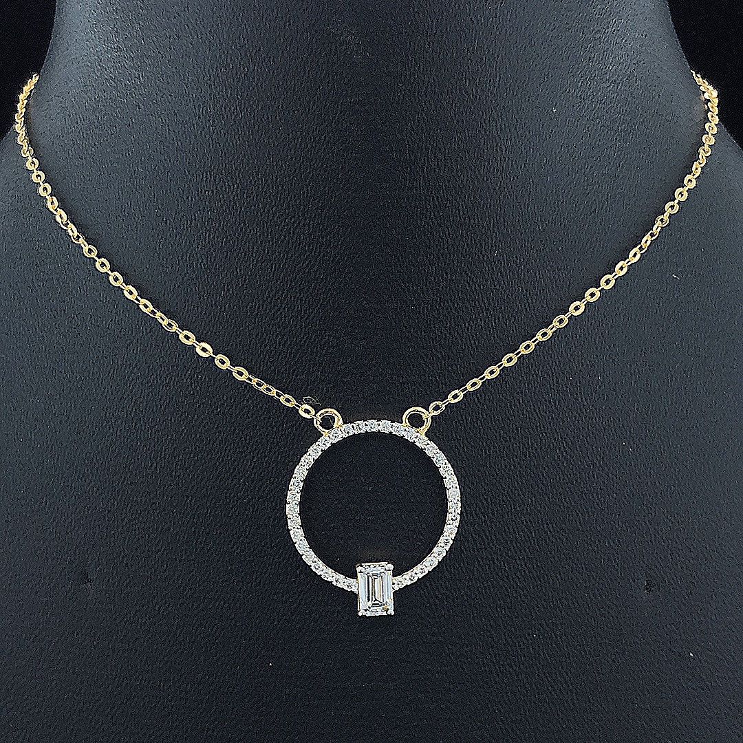 Circle Pendant with Emerald-Cut Diamond - Gold-Plated (Vermeil) Lab-Grown Diamonds | VP250327
