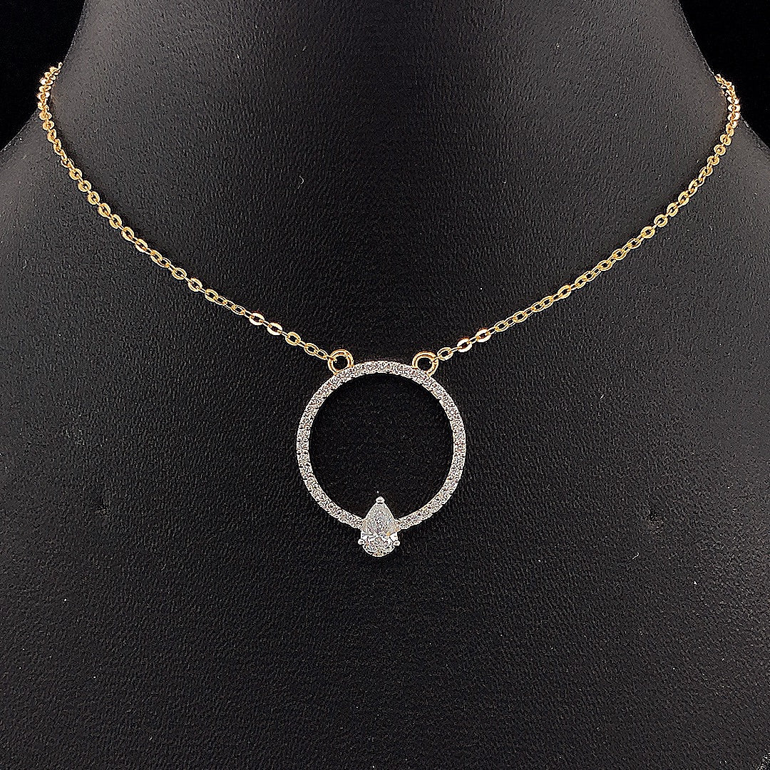 Circle Pendant with Pear Diamond -Gold-Pendant (Vermeil) Lab-Grown Diamonds | VP250328