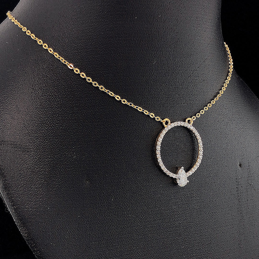 Circle Pendant with Pear Diamond -Gold-Pendant (Vermeil) Lab-Grown Diamonds | VP250328