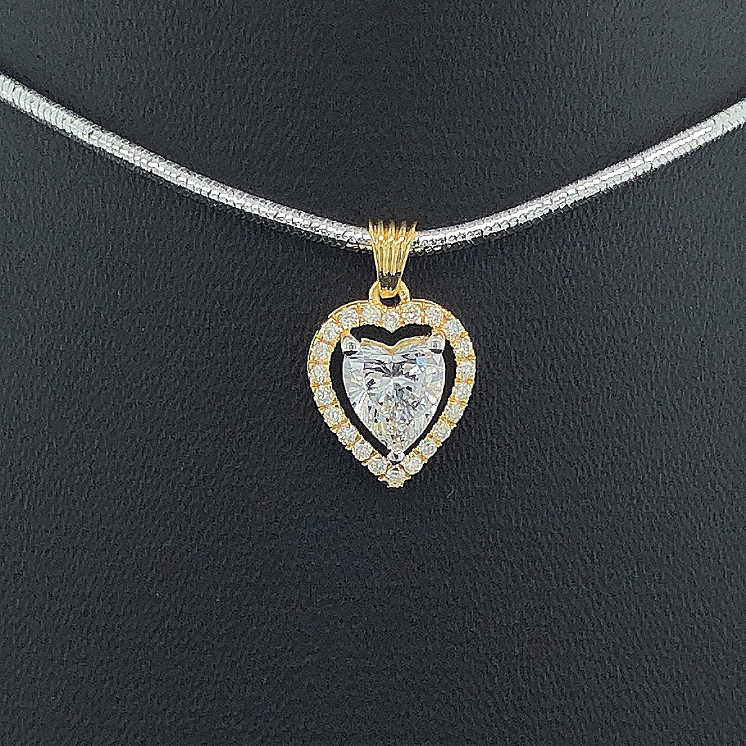 Heart-Shaped Diamond Halo Pendant - Gold-Plated (Vermeil) Lab-Grown Diamonds | VP250332