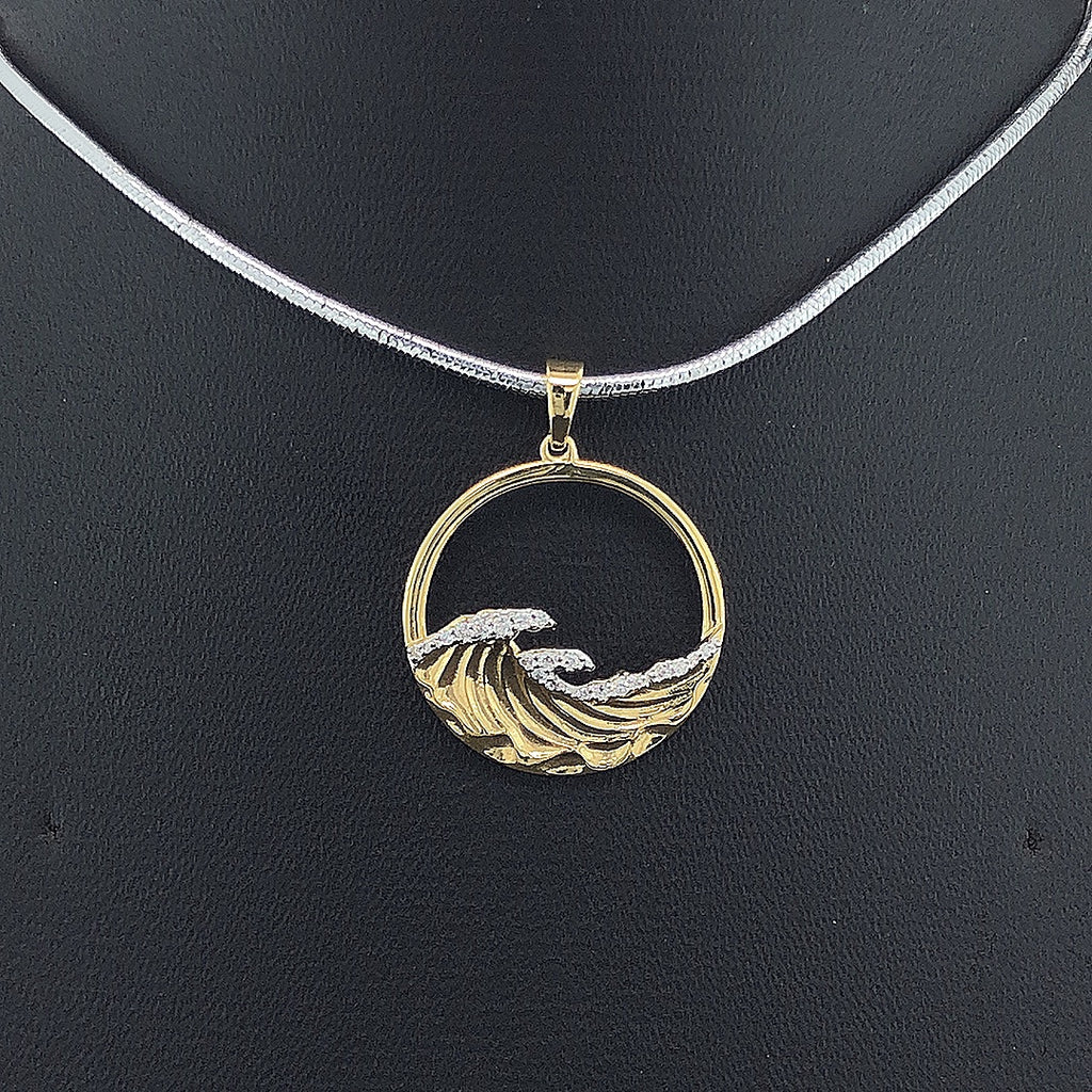 Ocean Wave Circle Pendant - Gold-Plated (Vermeil) Lab-Grown Diamonds | VP250340