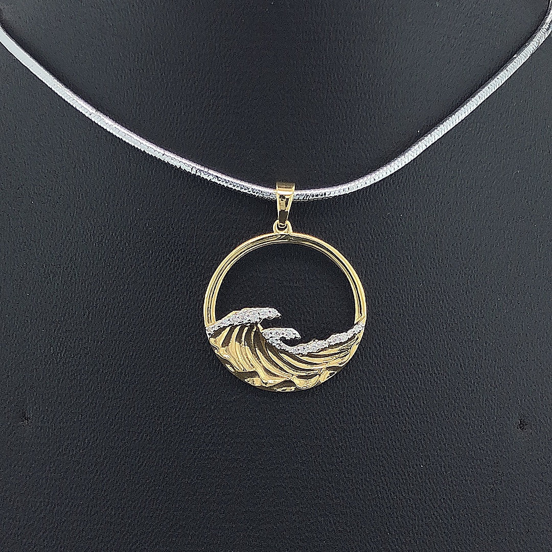 Ocean Wave Circle Pendant - Gold-Plated (Vermeil) Lab-Grown Diamonds | VP250340