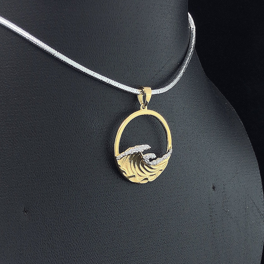 Ocean Wave Circle Pendant - Gold-Plated (Vermeil) Lab-Grown Diamonds | VP250340