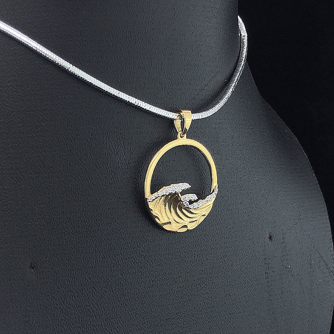Ocean Wave Circle Pendant - Gold-Plated (Vermeil) Lab-Grown Diamonds | VP250340