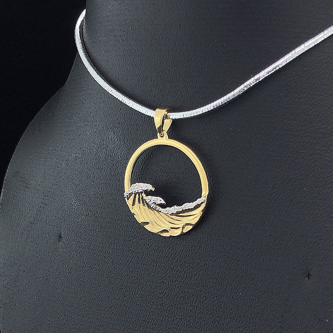 Ocean Wave Circle Pendant - Gold-Plated (Vermeil) Lab-Grown Diamonds | VP250340