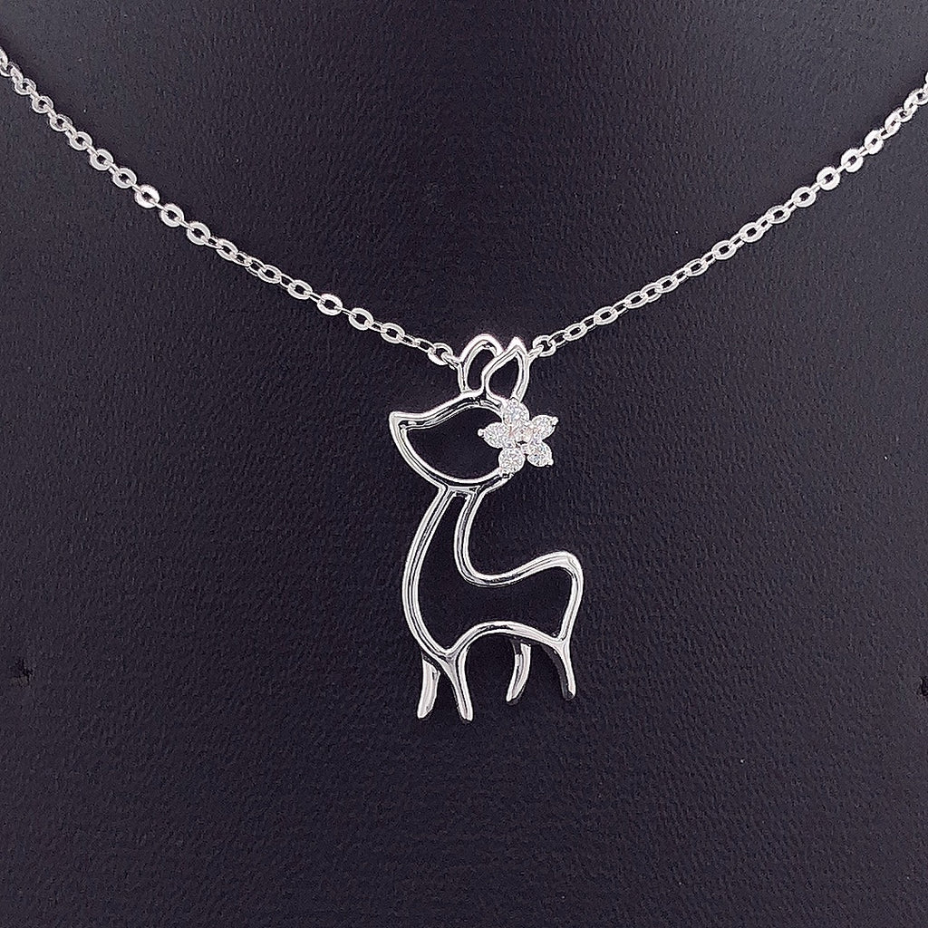 Deer Pendant with Diamond Flower - Gold-Plated (Vermeil) Lab-Grown Diamonds | VP250365