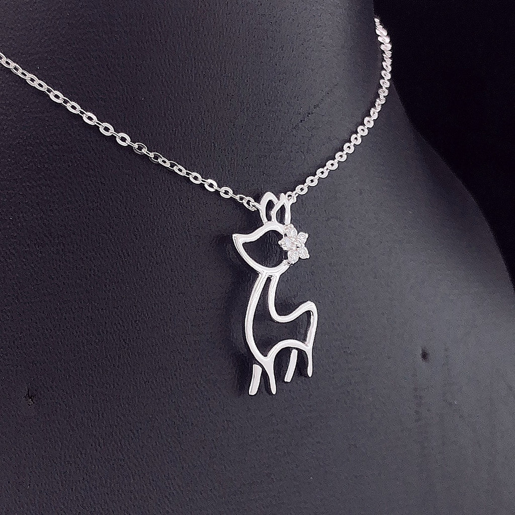 Deer Pendant with Diamond Flower - Gold-Plated (Vermeil) Lab-Grown Diamonds | VP250365