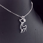 Deer Pendant with Diamond Flower - Gold-Plated (Vermeil) Lab-Grown Diamonds | VP250365