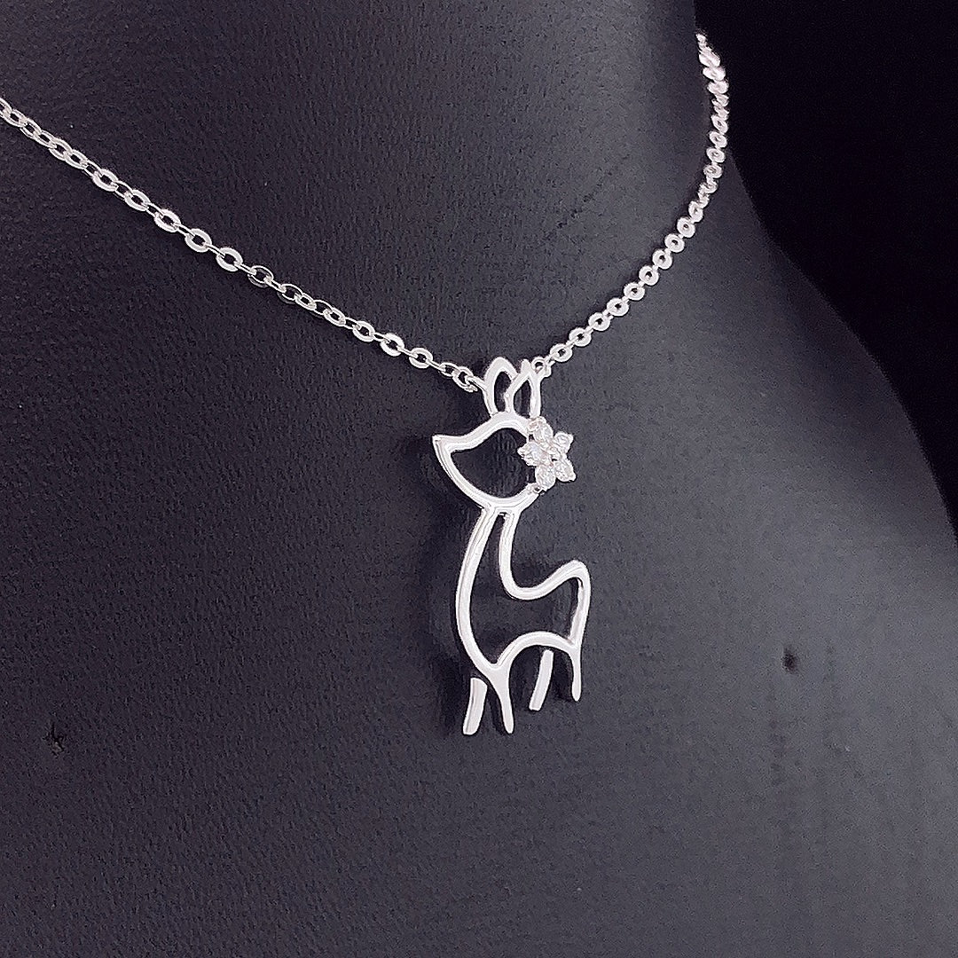 Deer Pendant with Diamond Flower - Gold-Plated (Vermeil) Lab-Grown Diamonds | VP250365